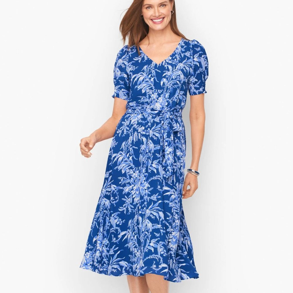 Talbots Paisley floral romantic A line balloon sleeve maxi women dress…